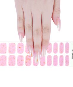 Kit unghii gel pentru lampă UV, 20 STICKERE model - PINK GLITTERS